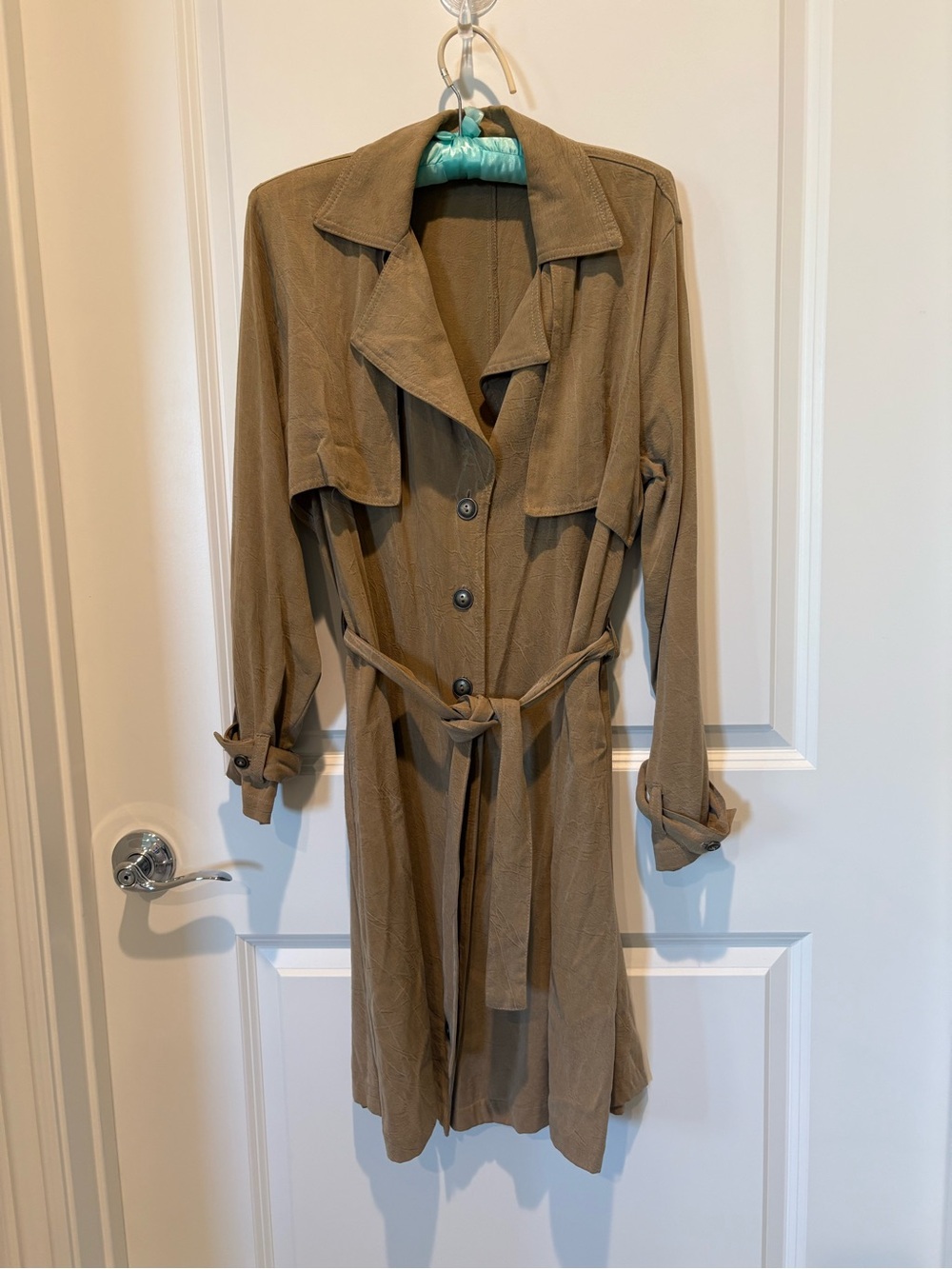 Lightweight Tan Brown Coat Dress with Belt